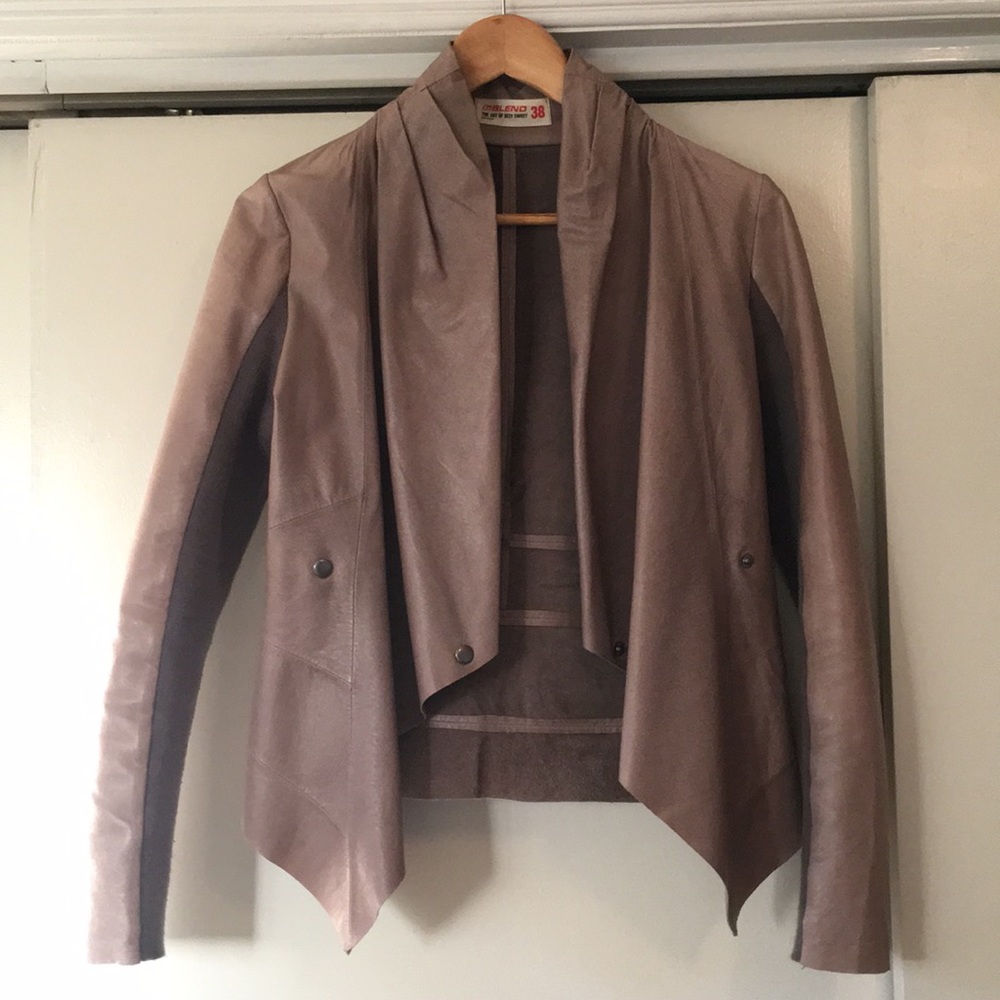 Blend taupe leather jacket.